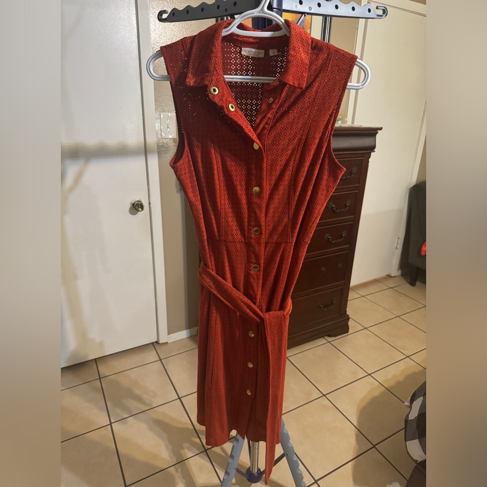 Sleeveless Red Button-Up Dress